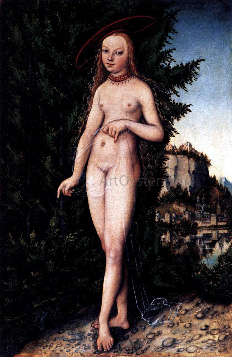 The Elder Lucas Cranach Venus Standing in a Landscape - Canvas Print