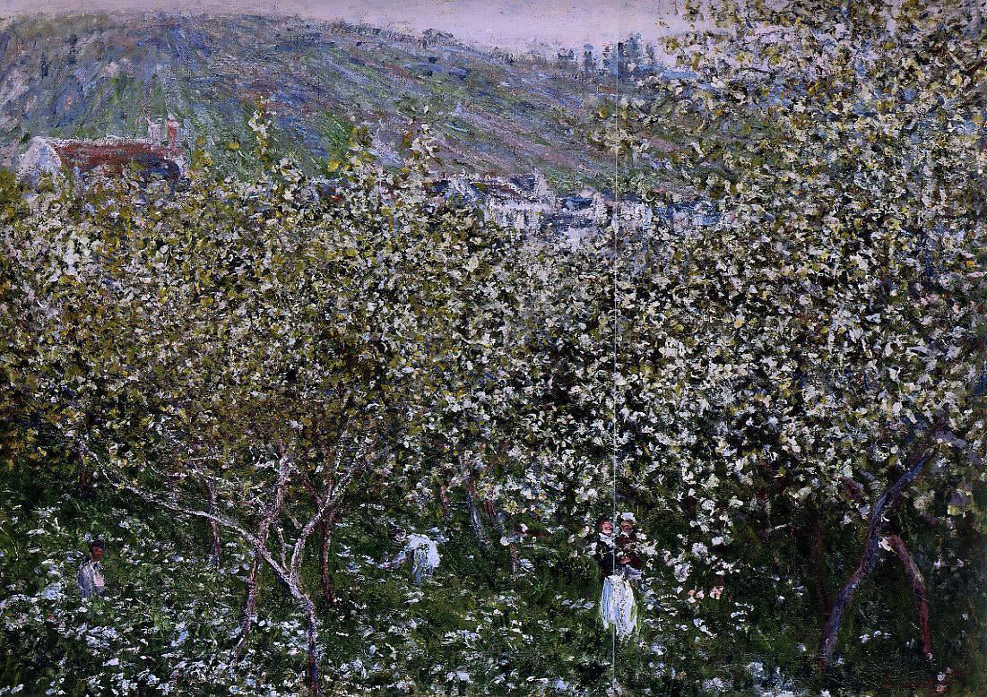 Claude Oscar Monet Vetheuil, Flowering Plum Trees - Canvas Print