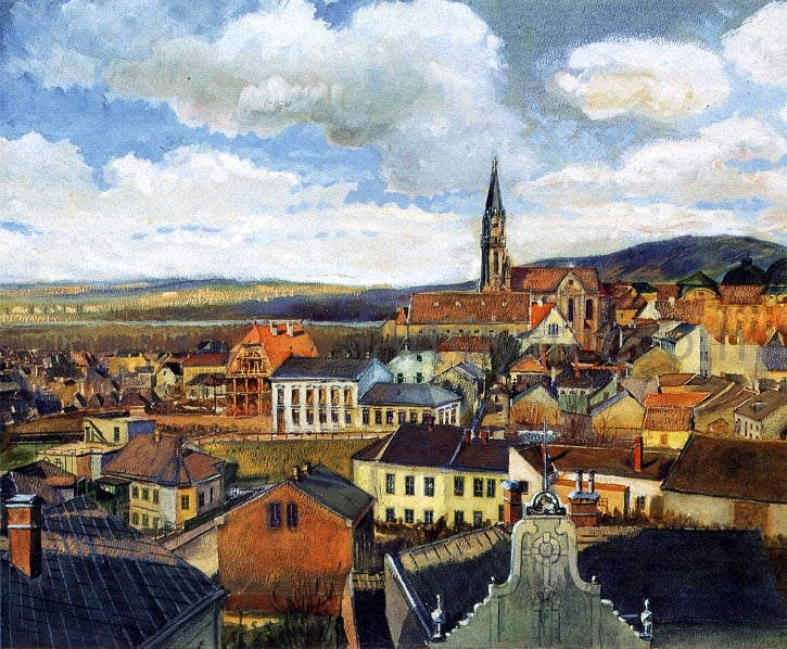 Egon Schiele View from the Drawing Classroom, Klosterneuburg - Canvas Print