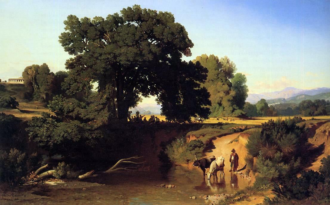 Jean-Achille Benouville View in the Roman Countryside - Canvas Print