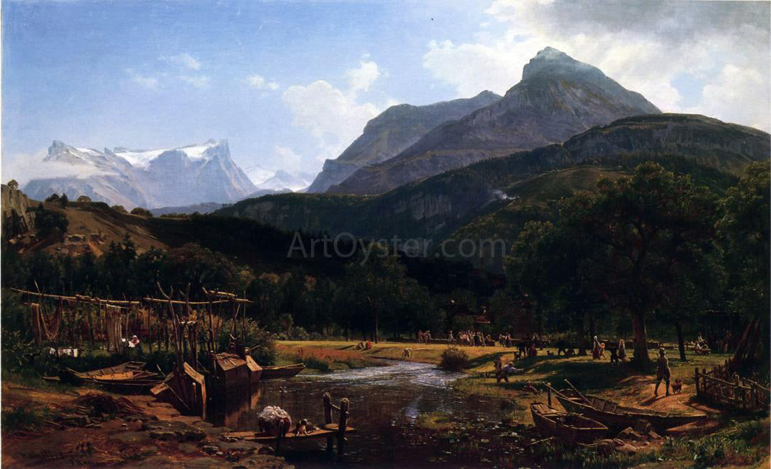 Thomas Worthington Whittredge View near Lake Lucerne - Canvas Print
