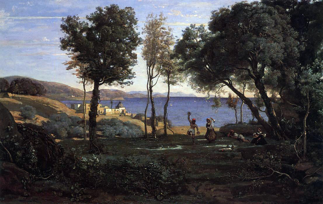 Jean-Baptiste-Camille Corot View near Naples - Canvas Print
