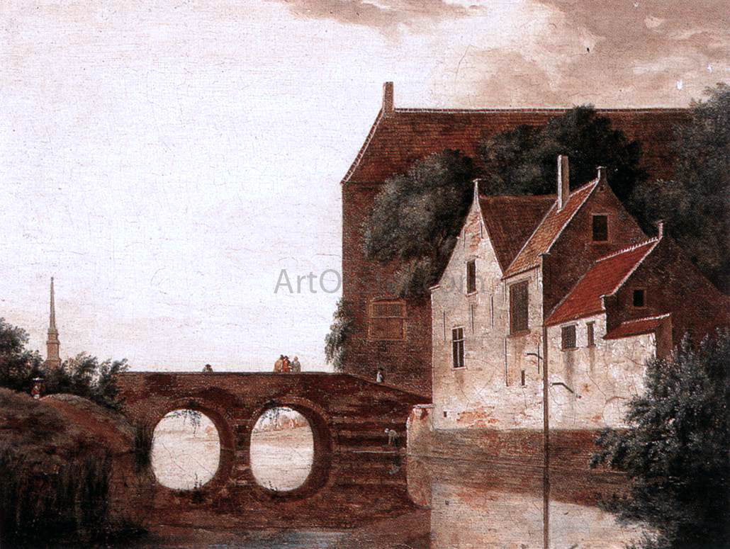 Jan Van der Heyden View of a Bridge - Canvas Print