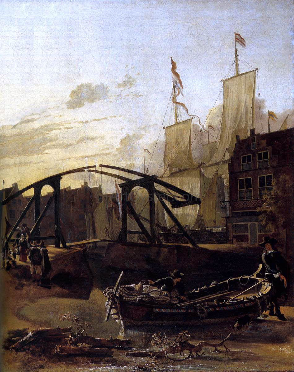 Adam Pynacker View of a Harbour in Schiedam - Canvas Print