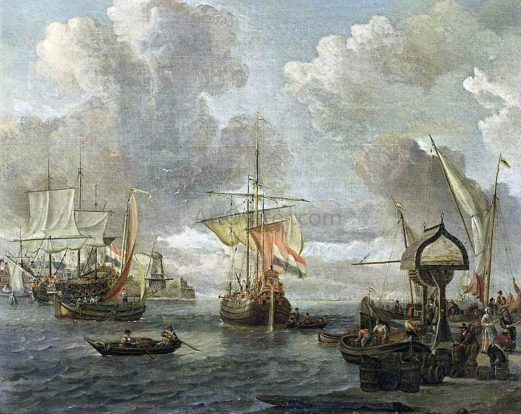 Abraham Storck View of a Harbour on the Zuiderzee - Canvas Print