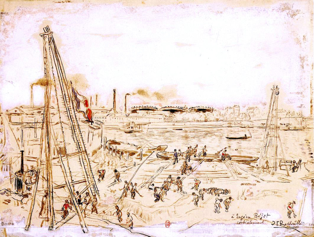 Jean-Francois Raffaelli View of a Port - Canvas Print