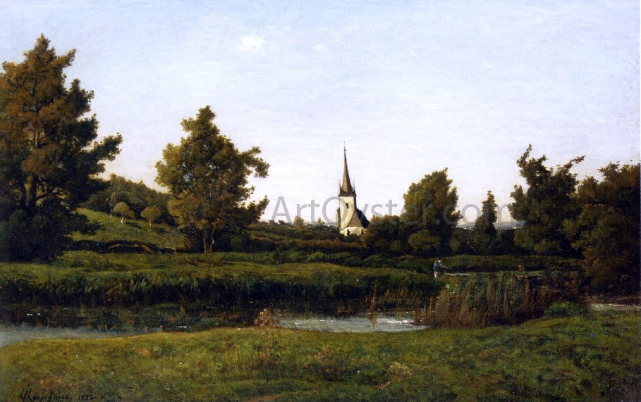 Henri Harpignies View of a Village - Canvas Print