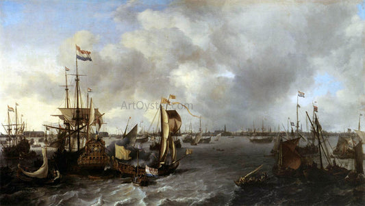 Ludolf Backhuysen View of Amsterdam with Ships on the Ij - Canvas Print