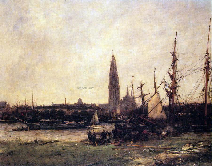 Antoine Vollon View of Antwerp - Canvas Print