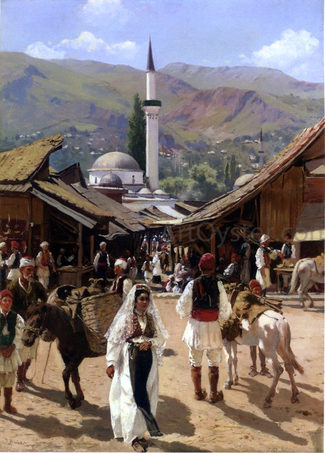 Franz Leo Ruben View of Bascarsija, Sarajevo - Canvas Print