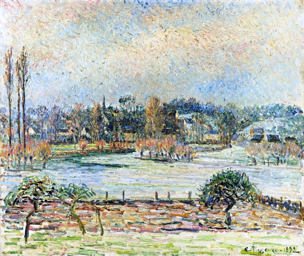 Camille Pissarro View of Bazincourt, Flood, Morning Effect - Canvas Print