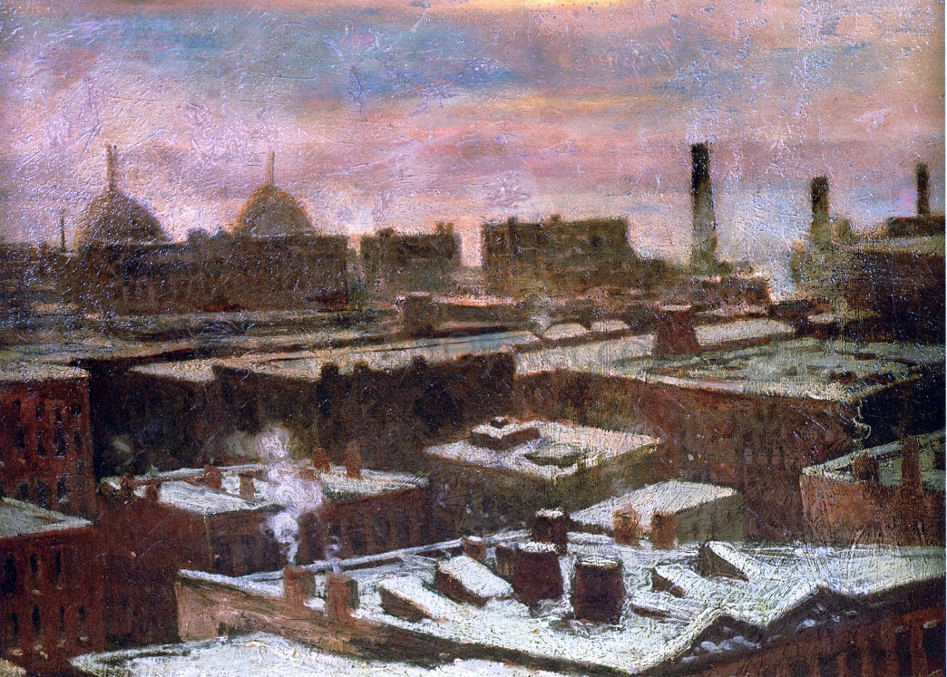 Julian Onderdonk View of City Rooftops in Winter - Canvas Print
