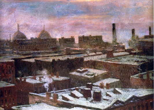 Julian Onderdonk View of City Rooftops in Winter - Canvas Print
