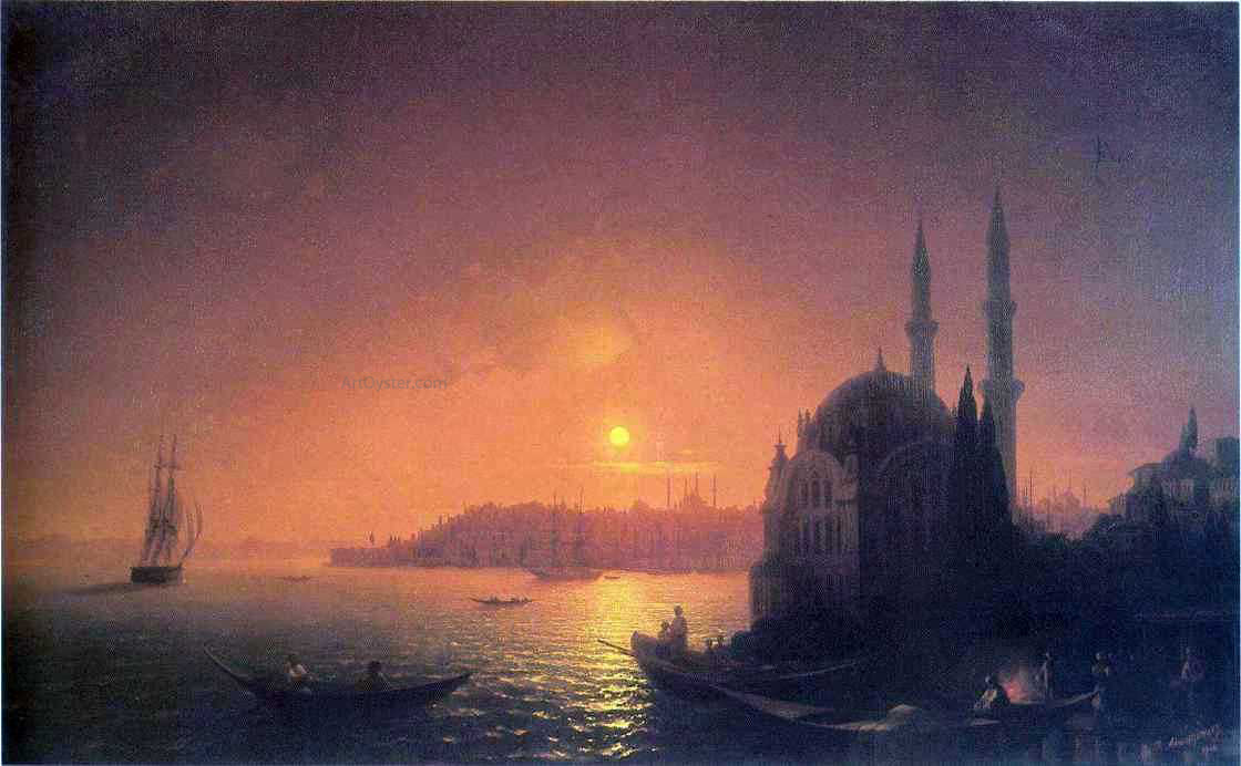Ivan Constantinovich Aivazovsky View of Constantinople by Moonlight - Canvas Print