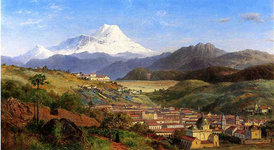 Louis Remy Mignot View of Riobamba, Ecuador, Looking North Towards Mount Chimborazo - Canvas Print