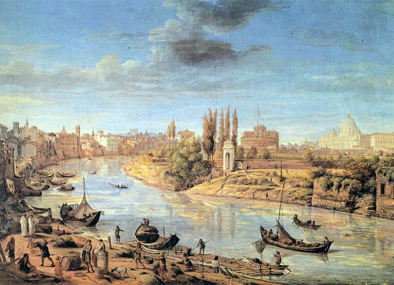 Caspar Andriaans Van Wittel View of Rome with the Tiberand Castel Sant'Angelo - Canvas Print