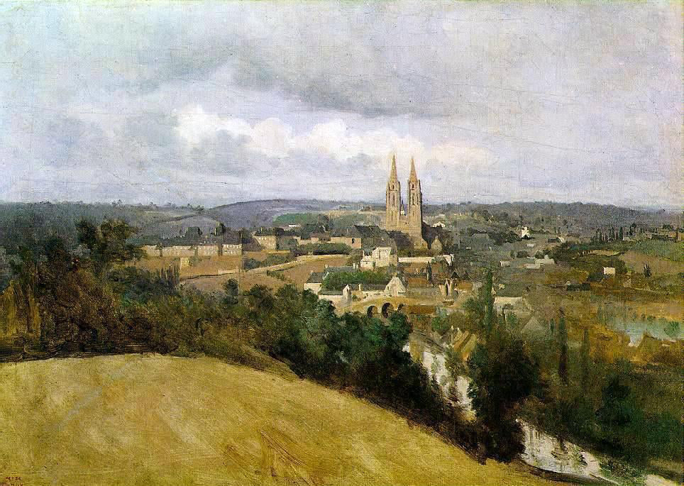 Jean-Baptiste-Camille Corot View of Saint Lo with the River Vire in the Foreground - Canvas Print