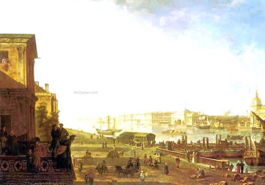 Fedor Yakovlevich Alekseev View of the Admiralty and Palace Embankmant from the First Cadet corps - Canvas Print