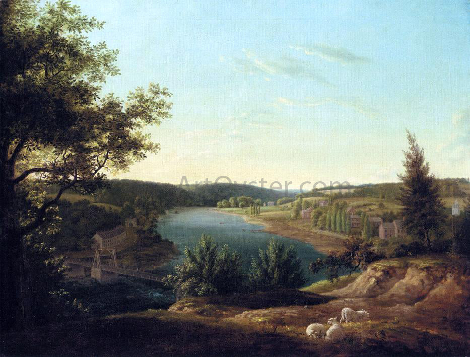 Thomas Birch View of the Chain Bridge and Falls of Schuykill, Five Miles from Philadelphia - Canvas Print