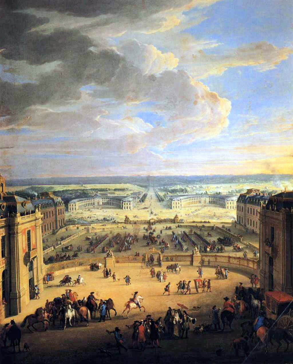 Jean-Baptiste Martin View of the Forecourts of the Chateau de Versailles and the Stables - Canvas Print