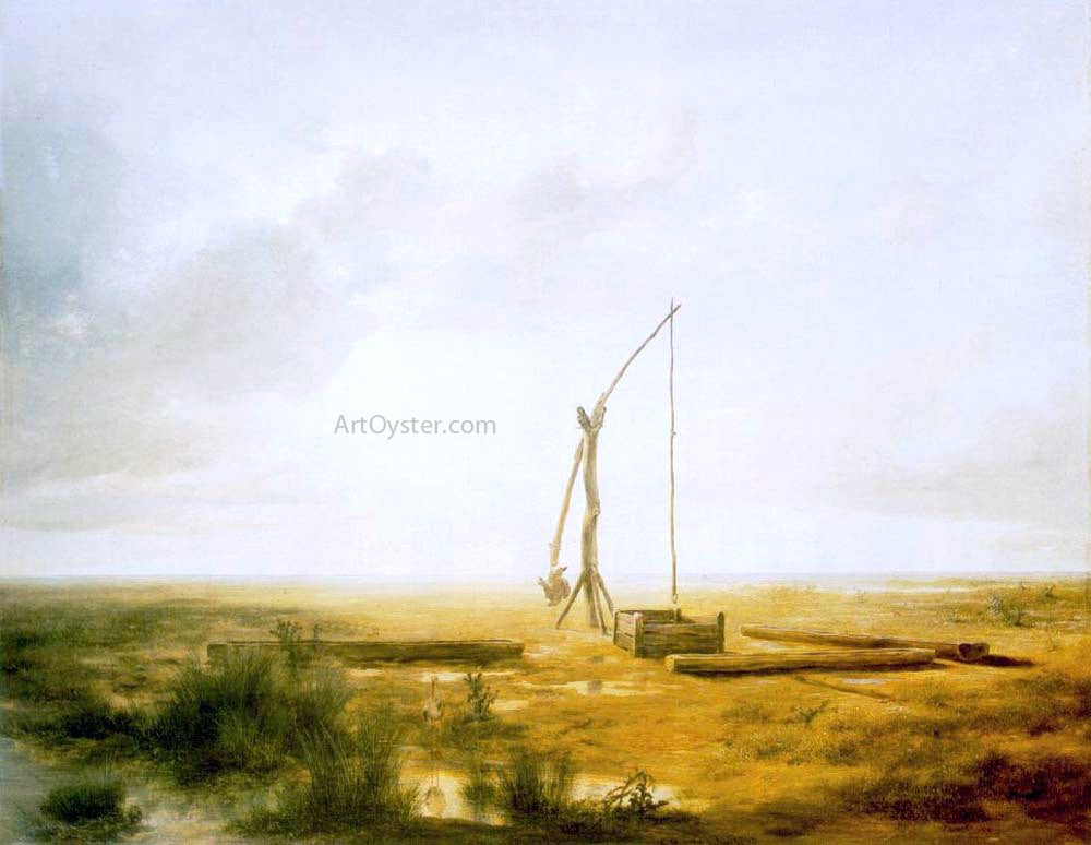 The Elder Karoly Marko View of the Great Hungarian Plain with Draw Well - Canvas Print