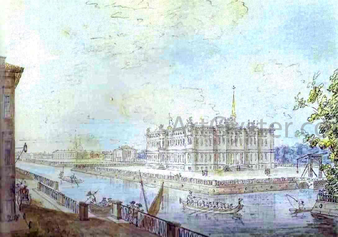 Fedor Yakovlevich Alekseev View of the Mikhailovsky Castle in St. Petersburg - Canvas Print