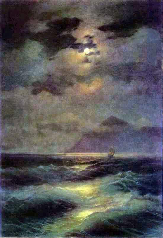 Ivan Constantinovich Aivazovsky View of the Sea by Moonlight - Canvas Print