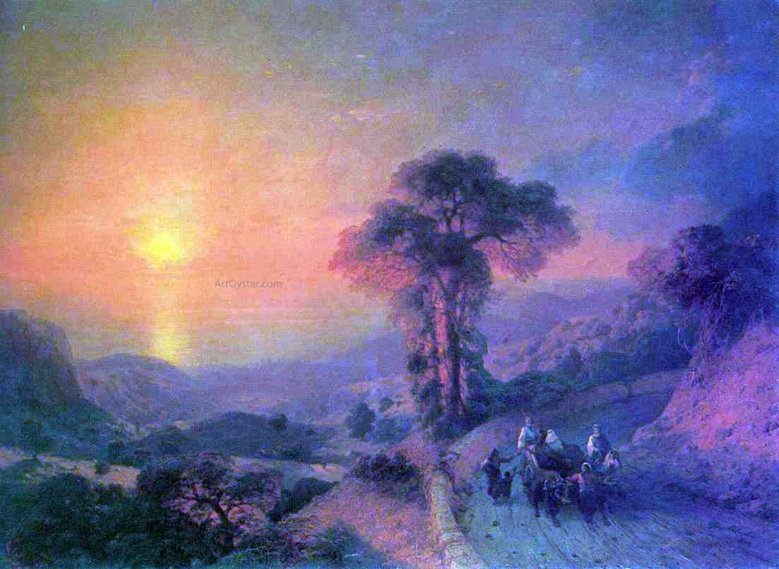 Ivan Constantinovich Aivazovsky View of the Sea from the Mountains at Sunset, Crimea - Canvas Print