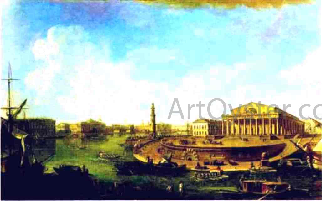 Fedor Yakovlevich Alekseev View of the Stock Exchange and the Admiralty from the Fortress of St. Peter and Paul - Canvas Print