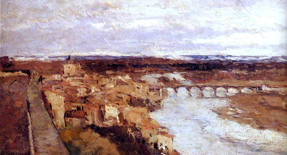 Albert Lebourg View of the Town of Pont-du-Chateau - Canvas Print