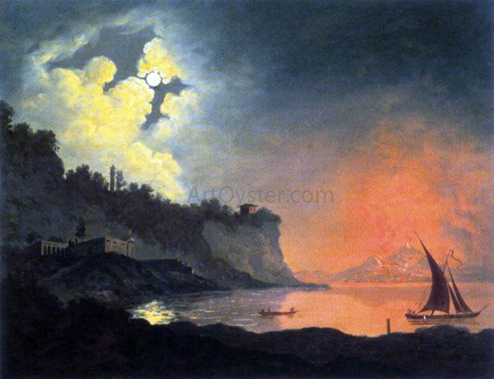 Joseph Wright View of Vesuvius from Posilippo - Canvas Print