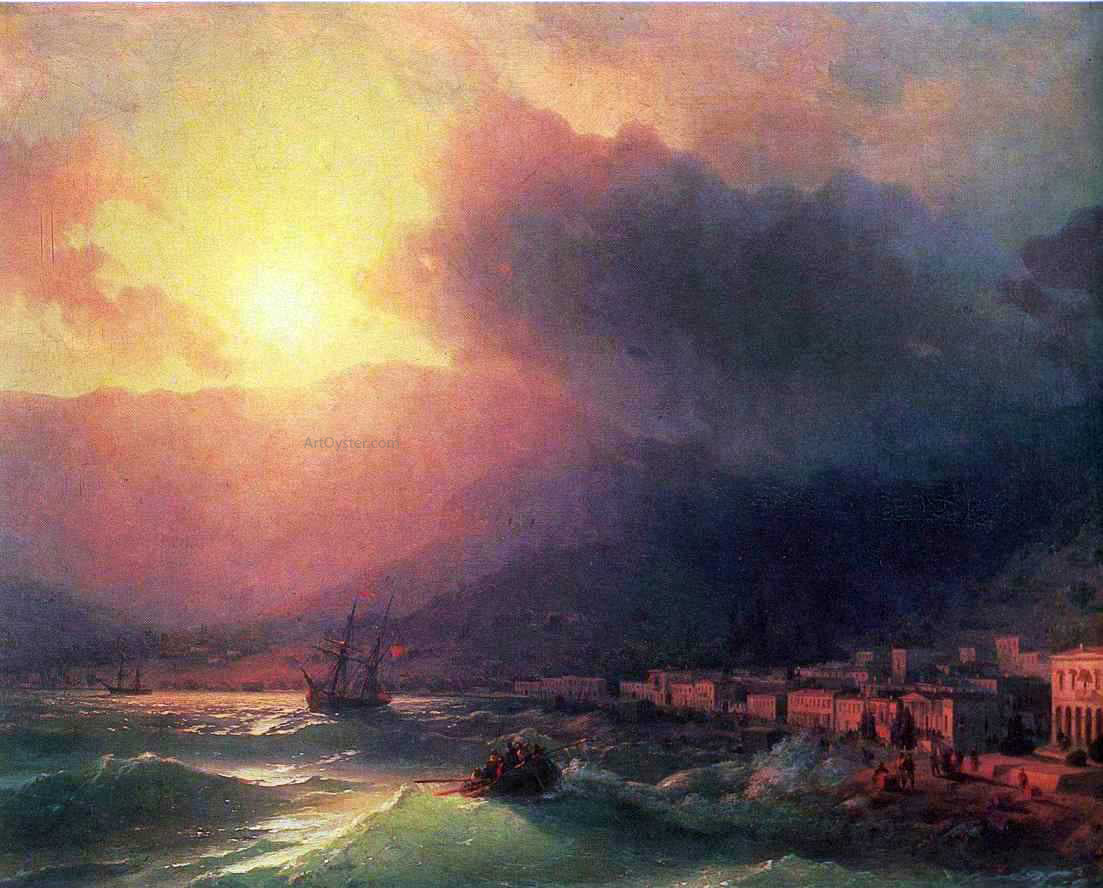 Ivan Constantinovich Aivazovsky View of Yalta on Evening - Canvas Print
