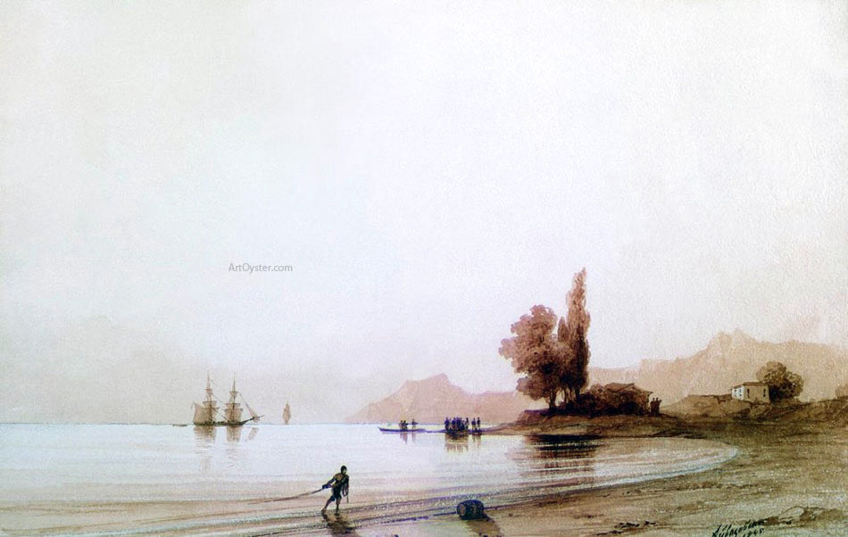 Ivan Constantinovich Aivazovsky View on rocky coast - Canvas Print