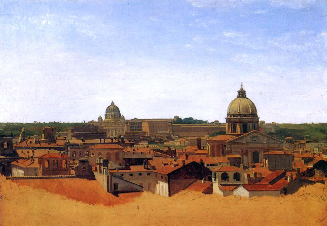 Adolf Von Heydeck View over the Rooftops of Rome - Canvas Print