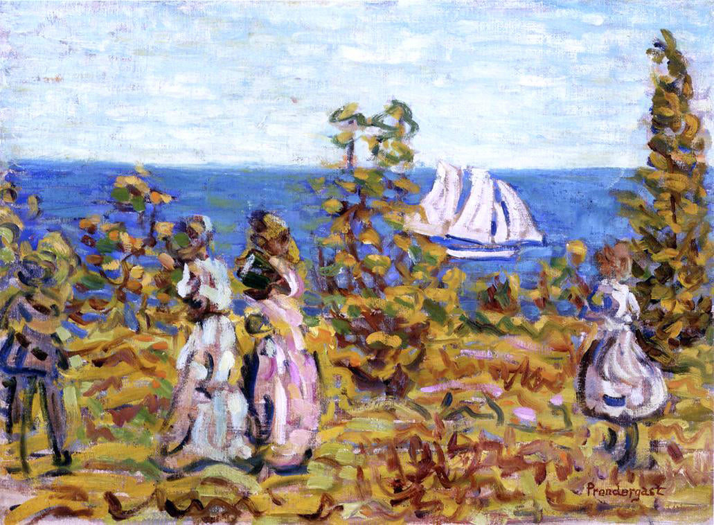 Maurice Prendergast Viewing the Sailboat - Canvas Print