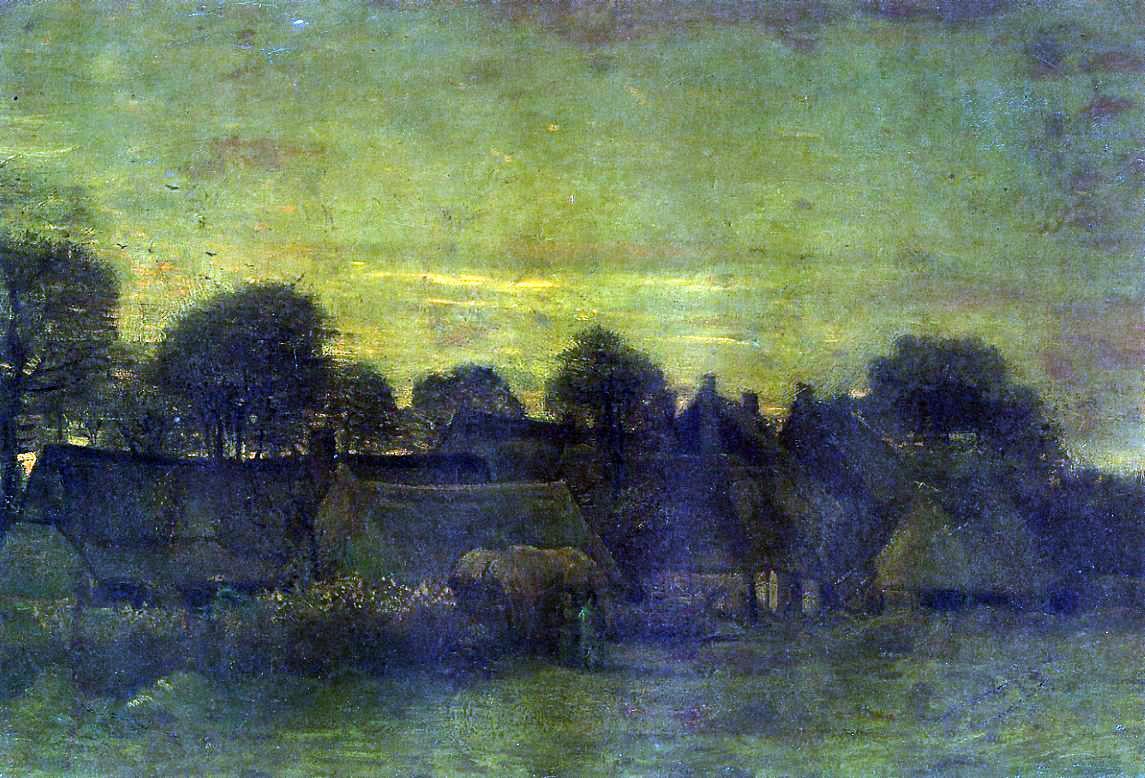 Vincent Van Gogh Village at Sunset - Canvas Print