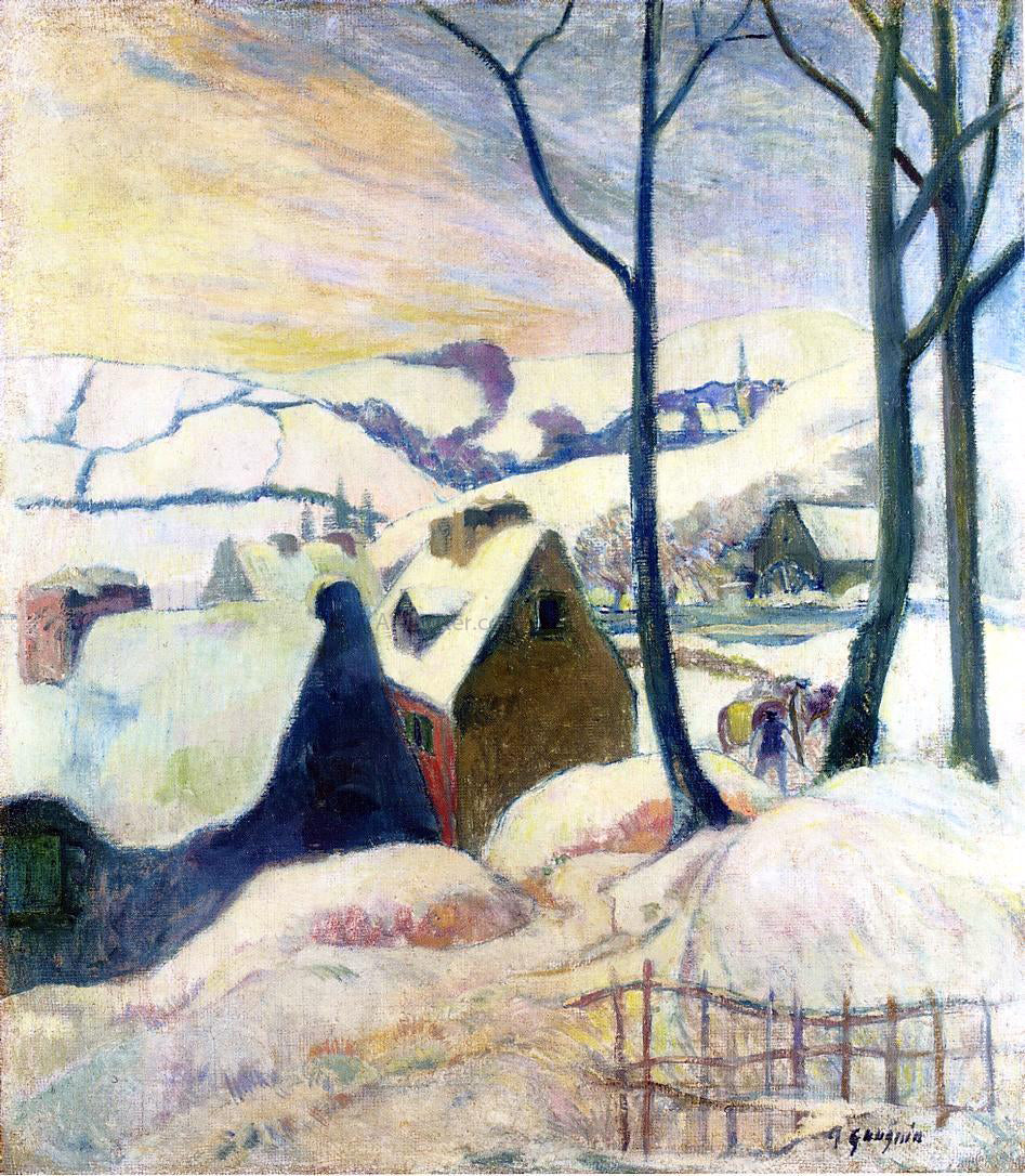 Paul Gauguin Village in the Snow - Canvas Print