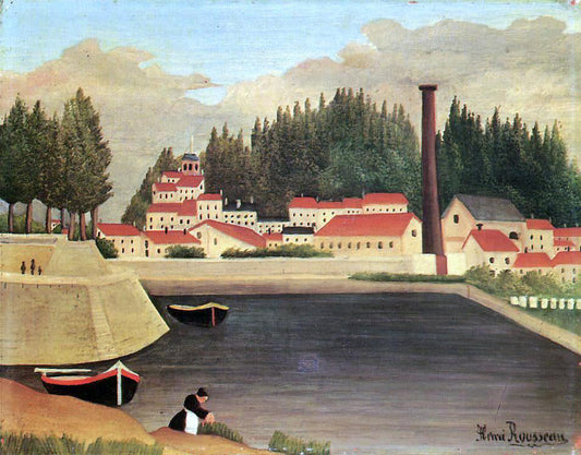 Henri Rousseau Village near a Factory - Canvas Print