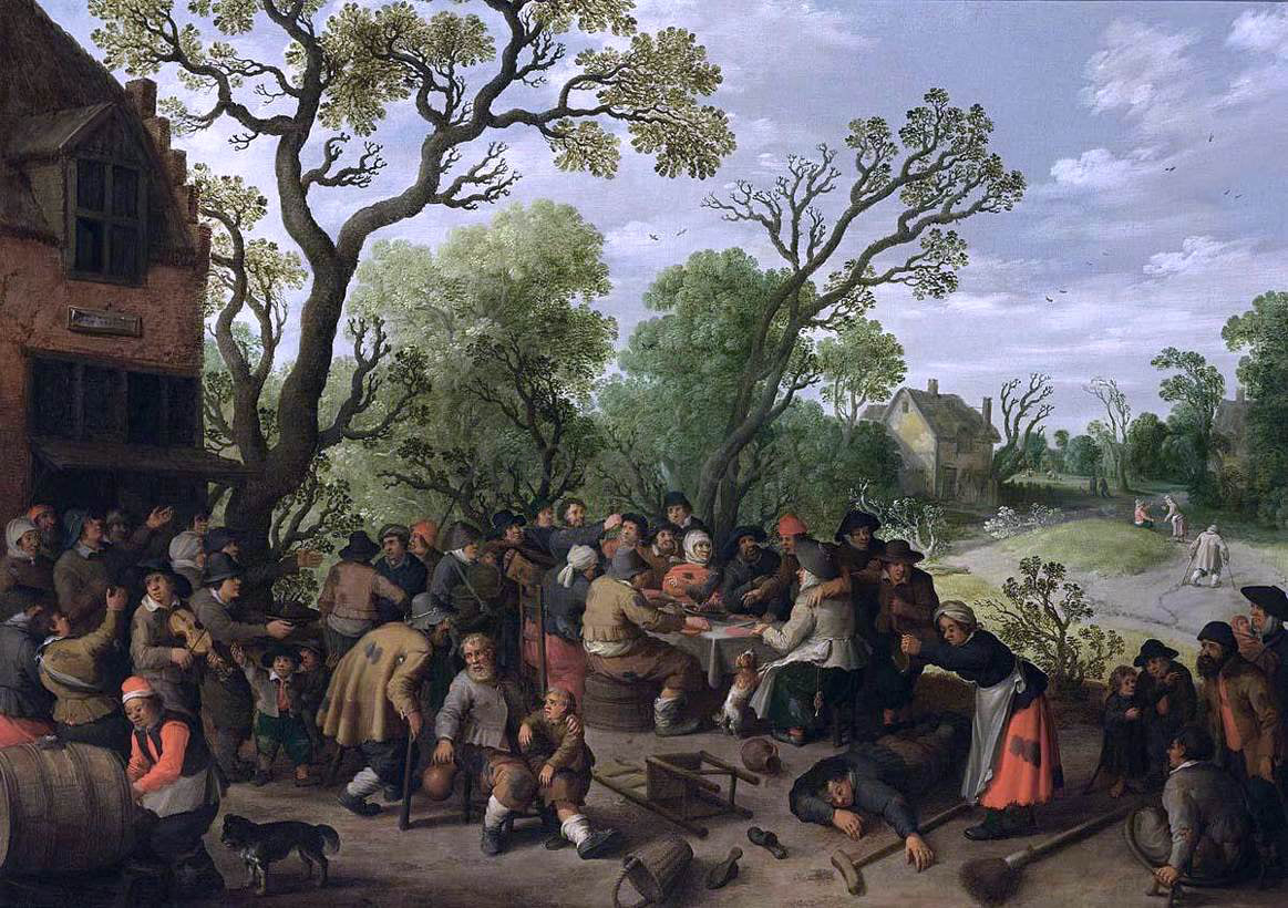 Joost Cornelisz Droochsloot Village Scene - Canvas Print