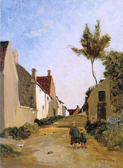 Jean Frederic Bazille Village Street (also known as Chailly) - Canvas Print