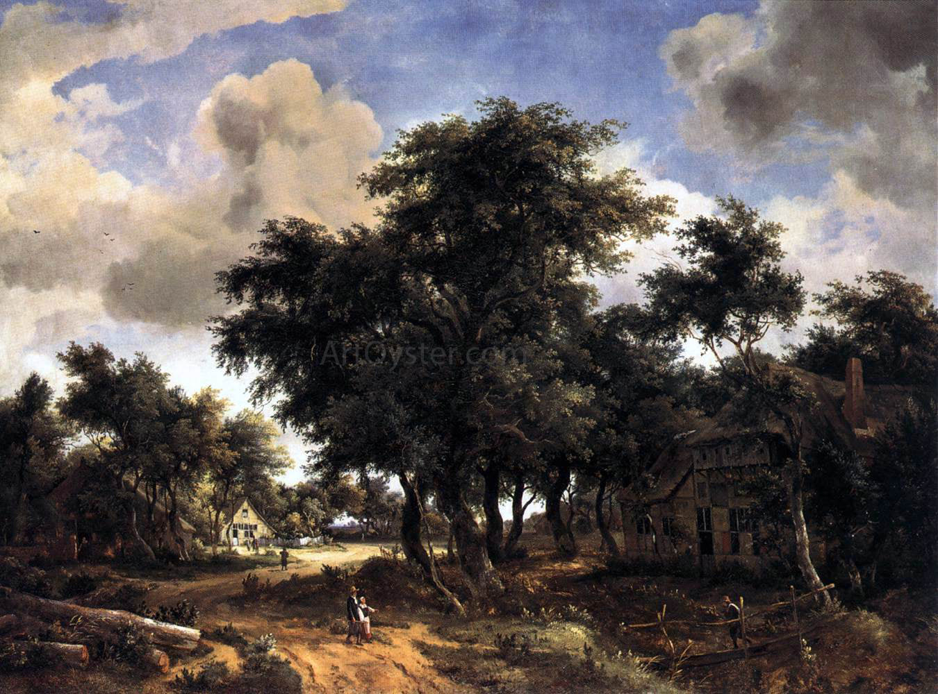Meyndert Hobbema Village Street Under Trees - Canvas Print