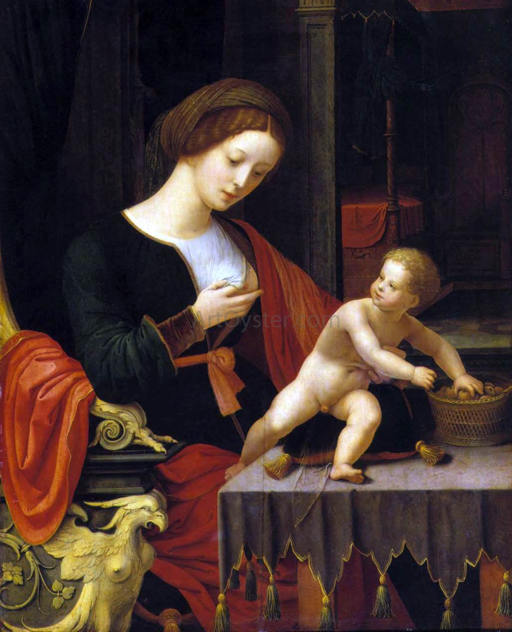 Master Female Half-Length Virgin and Child - Canvas Print