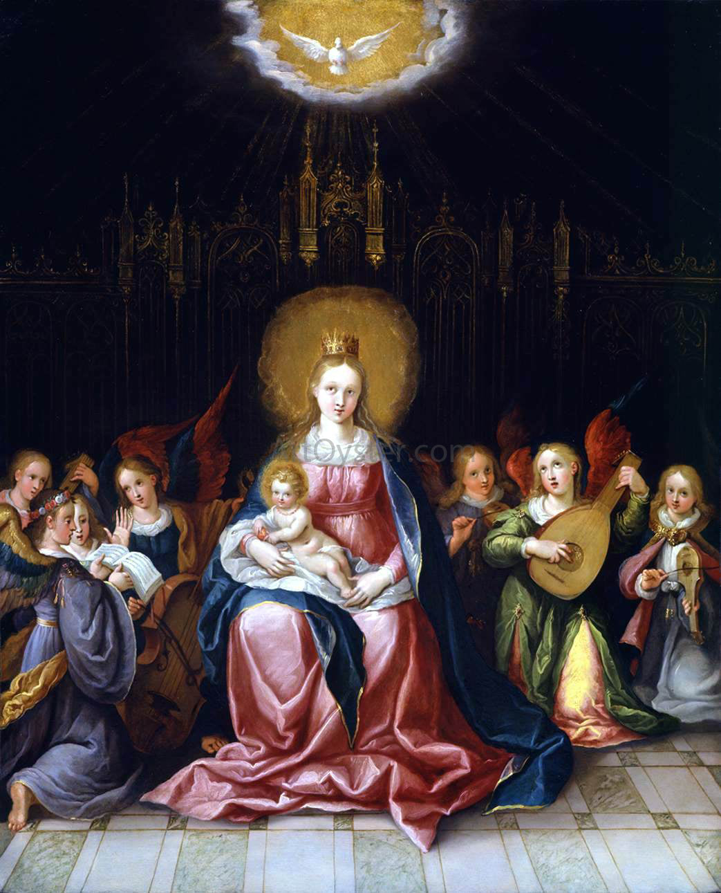 Cornelis De Baellieur Virgin and Child Enthroned - Canvas Print