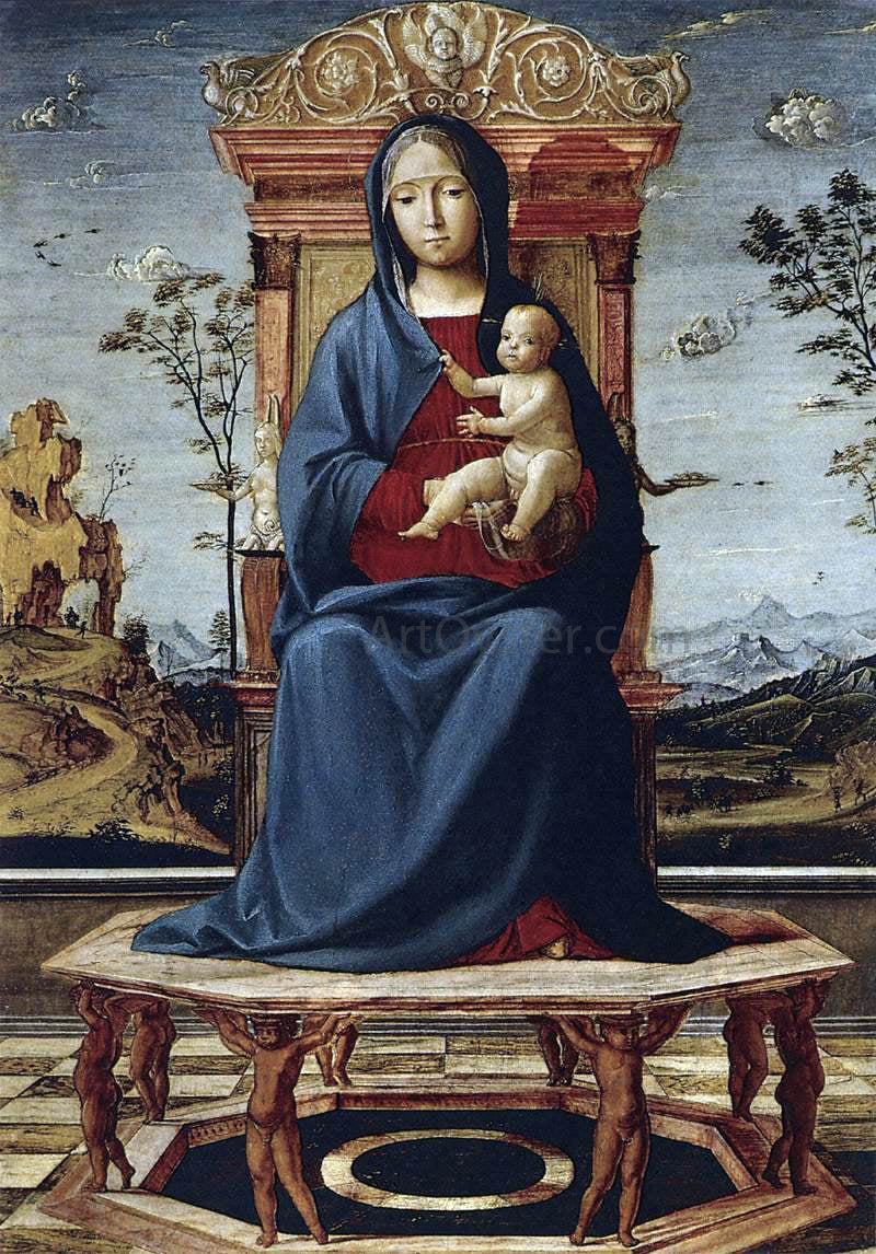 The Elder Lorenzo Costa Virgin and Child Enthroned - Canvas Print