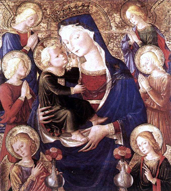Bartolomeo Caporali Virgin and Child with Angels - Canvas Print