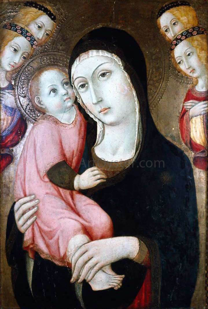 Sano Di Pietro Virgin and Child with Four Angels - Canvas Print