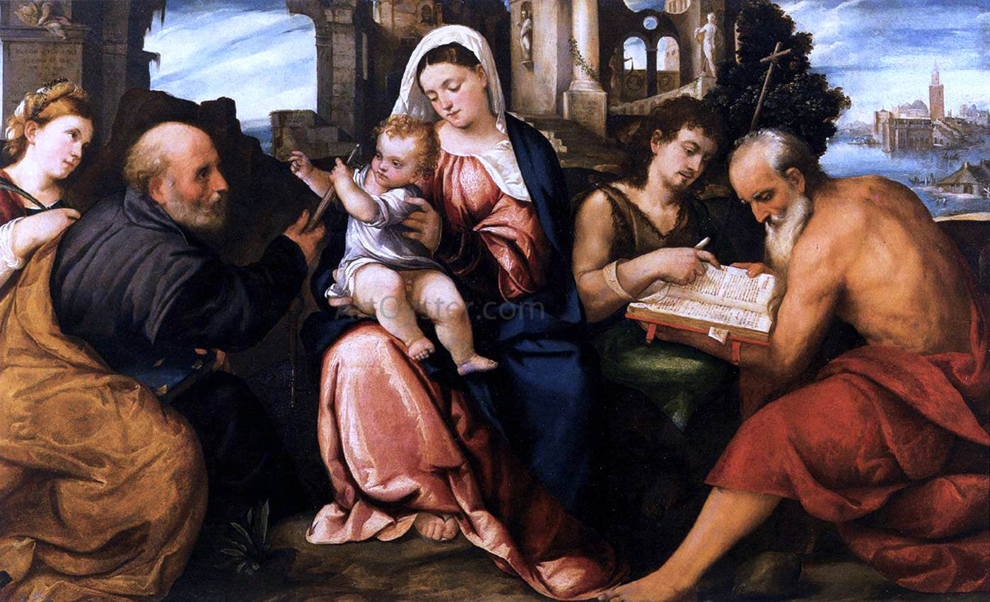 Bonifazio Veronese Virgin and Child with Saints - Canvas Print