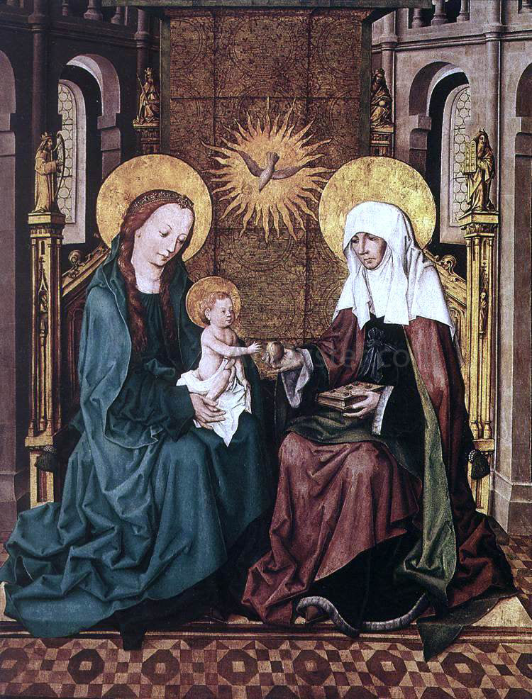 Master the Housebook Virgin and Child with St Anne - Canvas Print