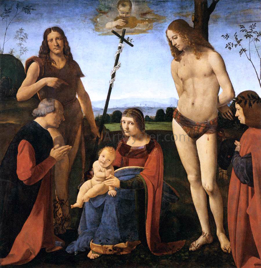 Giovanni Antonio Boltraffio Virgin and Child with Sts John the Baptist and Sebastian (Pala Casio) - Canvas Print