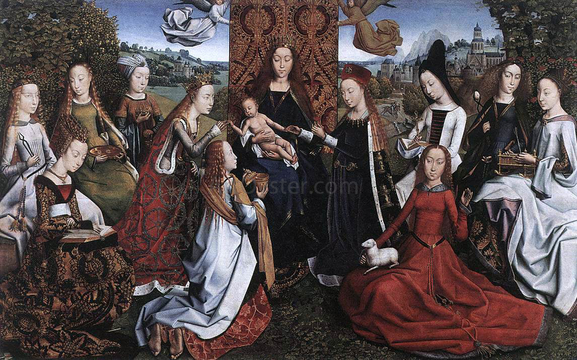Master lucy Legend Virgin Surrounded by Female Saints - Canvas Print